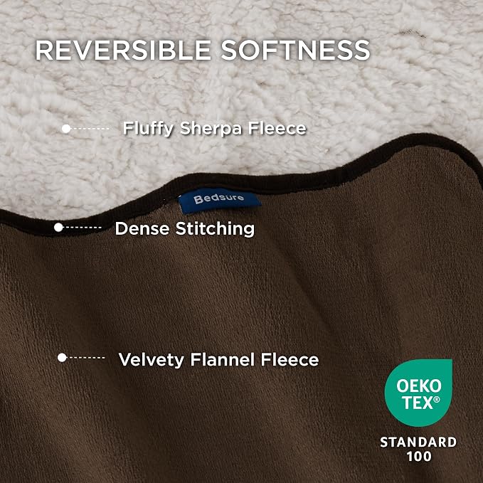 Bedsure Waterproof Dog Blankets for Medium Dogs Washable Soft Warm, 30"X40" | Plush Sherpa Fleece Cat Puppy Blanket for Couch Protector, Reversible Cozy Calming Throw for Pet Indoor,Brown - Image 3
