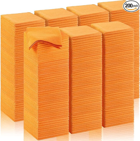 200 Pcs Microfiber Cleaning Cloth 16x16 Inch Microfiber Towels for Car Ultra Absorbent Cleaning Rags Reusable Lint Free Streak Free Detailing Towel for Car Washing Drying Dusting (Orange) by Oudain