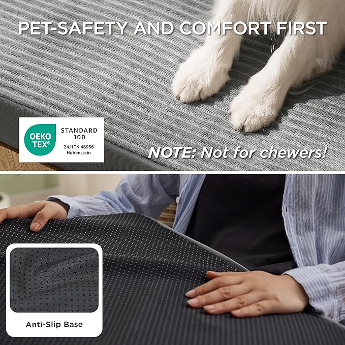Bedsure ComfyFleece XXL Dog Bed for Crate with Washable Cover, 47x29 | Orthopedic Egg Crate Foam Pet Mat,Removable Cover, Nonslip Bottom,Not Waterproof,Not Chewproof,For Extra Large Breeds ≤100lbs - Image 4