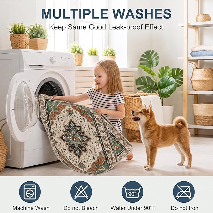 Washable Pee Pads for Dogs,Great Urine Absorbent Reusable Puppy Training Pads,Waterproof,Leak-Proof & Non-Slip Potty Pads for Whelping,Crate,Playpen,Bed.(Dark Teal Floral,36"x36") - Image 5
