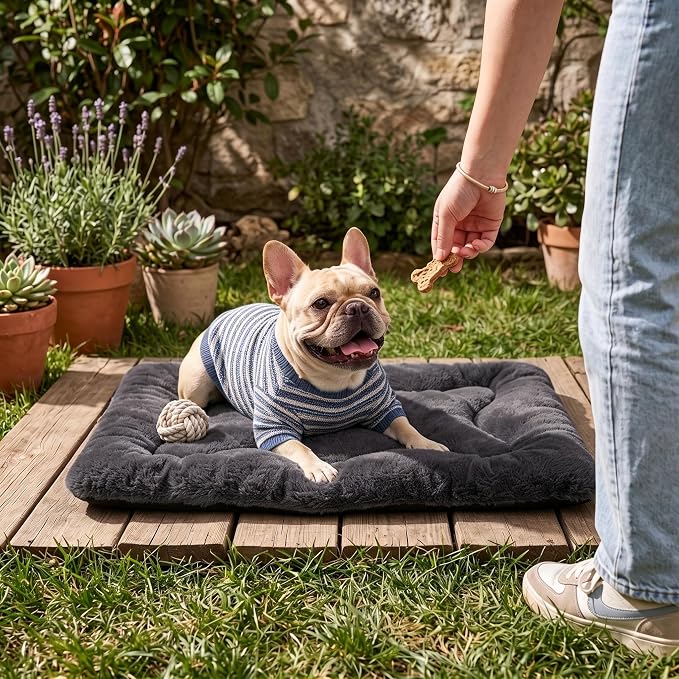 Dog Bed 30" for Metal Crate Pad, Washable Kennel Mat for Medium Dogs & Pets | Soft faux rabbit fur, non-slip,machine wash/dry, plush cushioning, for crates, floors & travel, multiple sizes for all breeds - Image 8