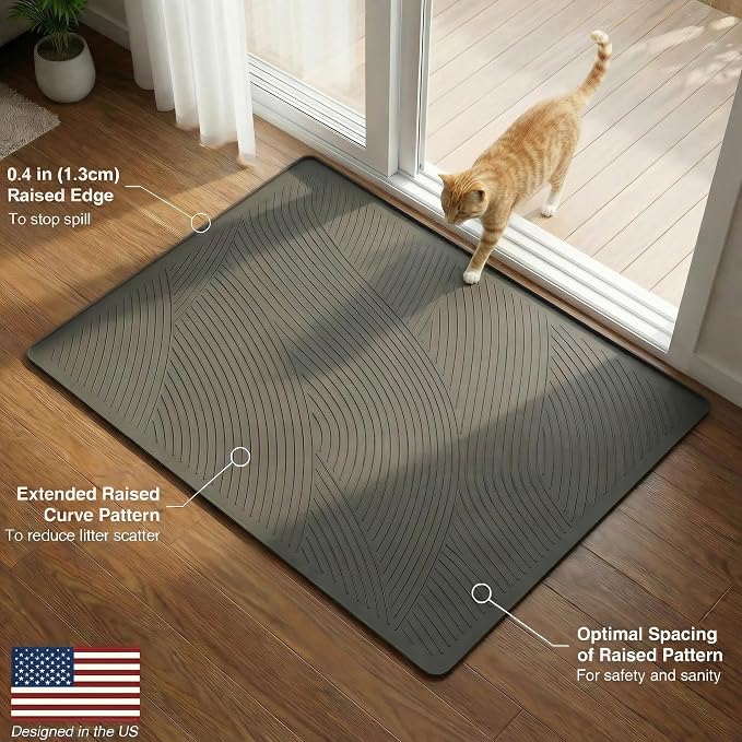 Cat Litter Box Mat - XL Extra Large Size 40 x 30 in, Water Proof, Kitty Litter Trapping Mat, Easy to Clean, Scatter Control, Odorless, Pet Supplies for Indoor Cats, Dark Gray - Image 8