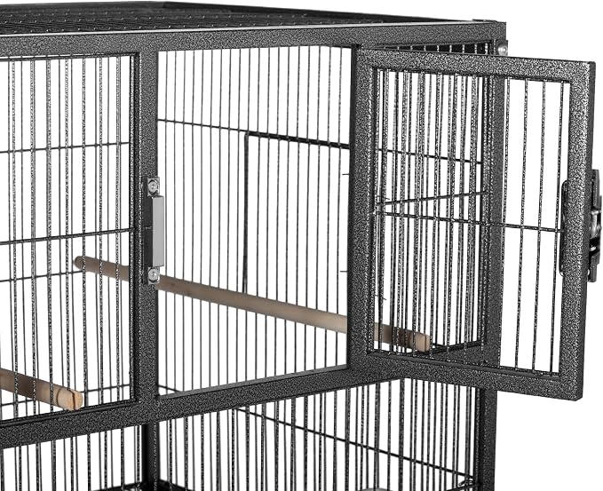 Prevue Pet Products Deluxe Divided Breeder Cage - Stackable Breeding Cage with Divider, Stand Alone Enclosure with Wooden Perches, Food and Water Cups, for Finches, Canaries, and Small Birds - Black - Image 3
