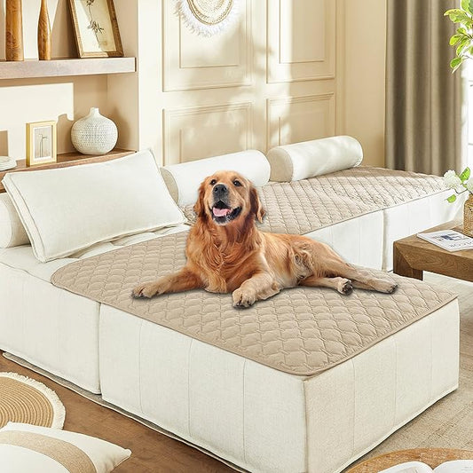 gogobunny 3X Stronger Waterproof Pet Blanket, Scratch Proof Furniture Protector for Dogs Cats, Reversible Cover 40x50 Inch, Dark Beige by gogobunny