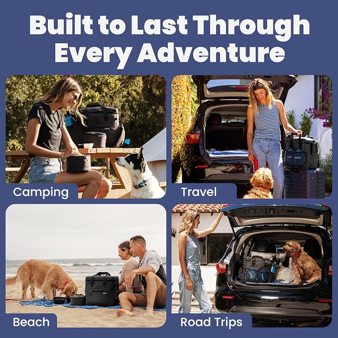 Rubyloo Original Doggy Bag™ Dog Travel Bag for Supplies with Travel Bowls | 2 BPA-Free Collapsible Bowls, 2 Pet Food Containers, TSA-Ready, Road Trips, Camping, Weekend Getaways, Doggy Gift, Charcoal - Image 4