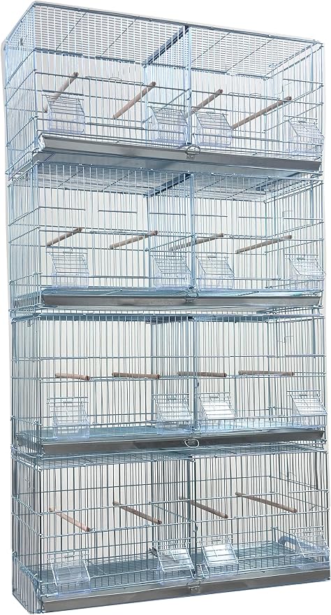 Large No Rust Stainless Galvanized Zinc Stackable Breeder Bird Flight Cage Side Breeding Nest Door with Removable Divider 30"x11"x15"H by Mcage