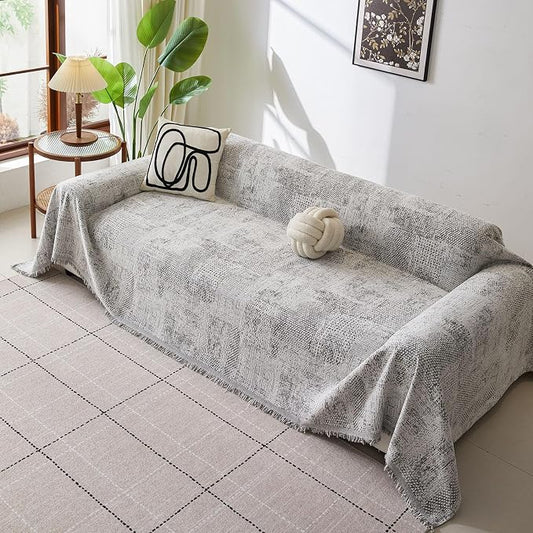 ROOMLIFE Couch Cover 3 Cushion Sofa, Washable Non Slip Furniture Sofa Protector Cover, Soft Chenille Sofa Slipcovers Sectional L Shape Dogs Couch Cover Throw Blanket with Tassels 71''X118'' by ROOMLIFE
