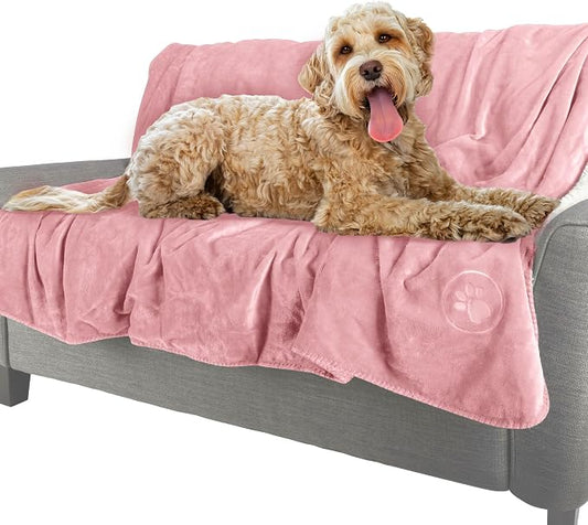 PETMAKER Dog Blanket - 60x80in Reversible Sherpa Blanket - Throw Blankets for Bed, Couch, Crate, or Car - Machine Washable Puppy Essentials (Pink) by PETMAKER
