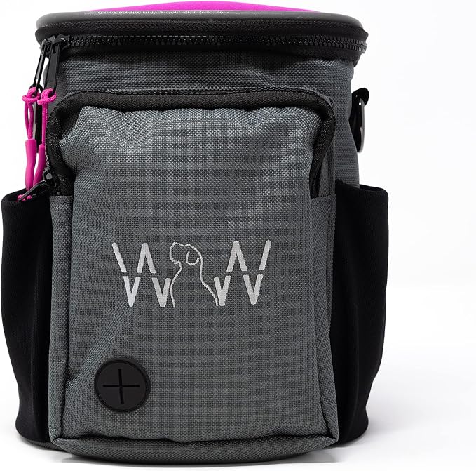 Multipurpose Pro Dog Treat Bag with Neoprene Split Top Dog Training Treat Pouch Bag with Shoulder Strap, Belt and Clip and Exterior Storage Pocket (Raspberry) - Image 2