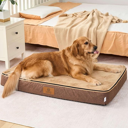 LIORCE Orthopedic Memory Foam XXL Dog Bed - 6" Thick Beds for Extra Large Sized Dog - Waterproof Removable Washable Cover & Wrap-Around Zipper - Ultimate Comfort & Easy Maintenance, Brown by LIORCE
