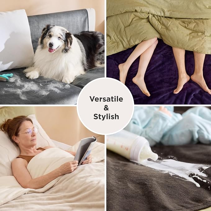 Bedsure Waterproof Blanket Soft Flannel Fleece Couch Cover,50x60 | Dog Blankets for Large Senior Dogs，Washable Throw for Pet Cat Leakproof,Furniture Protector for Travel Camping,Coffee Brown - Image 5