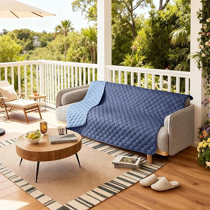 gogobunny 100% Double Sided Waterproof Dog Blanket Soft Pet Bed Cover Reversible Protect Furniture Couch Sofa Car for Puppy Large Dog Cat (Dark Navy/Light Navy, 68x82 Inch (Pack of 1)) - Image 3