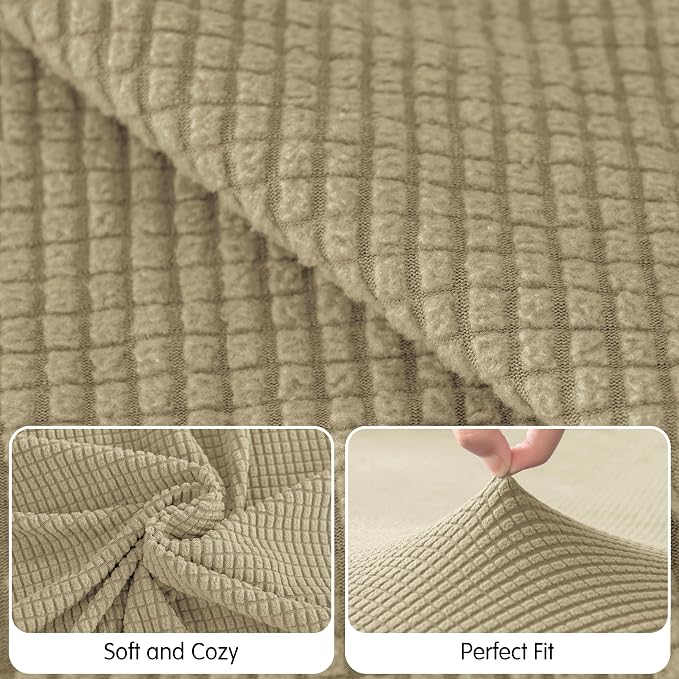 Hokway Stretch Chaise Cover Individual Couch Cushion Slipcovers Reversible Cushion Protector Slipcovers Sofa Cushion Protector Covers (Chaise Cover, Sand) - Image 4