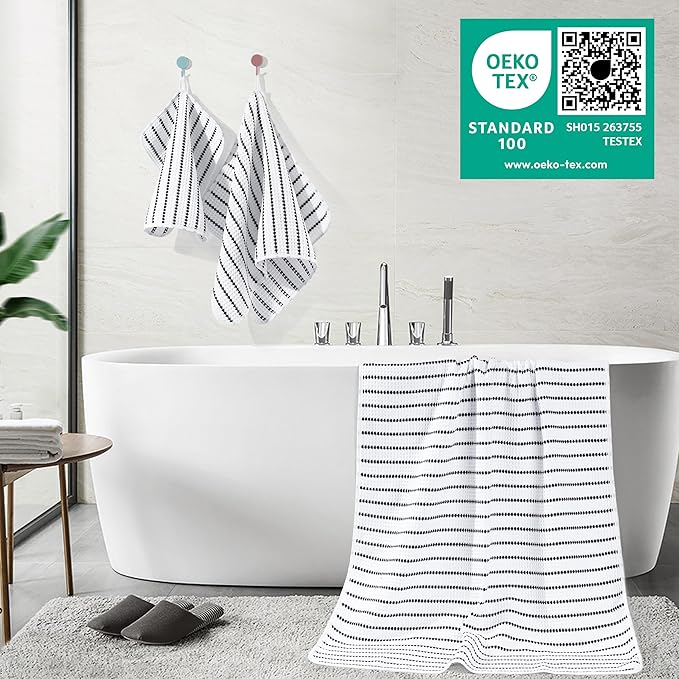 POLYTE 430 GSM Microfiber Quick Dry Lint Free Oversize Bath Towel Set, 6 Piece (Waffle Weave) - Image 3