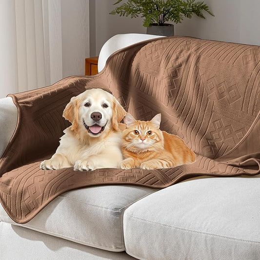 Waterproof Recliner Chair Cover - Washable Double-Sided Velvet and Pattern Reversible Cover for Couch, Bed, Sofa Protection for Dogs, 30x40in/Brown by YUEANG