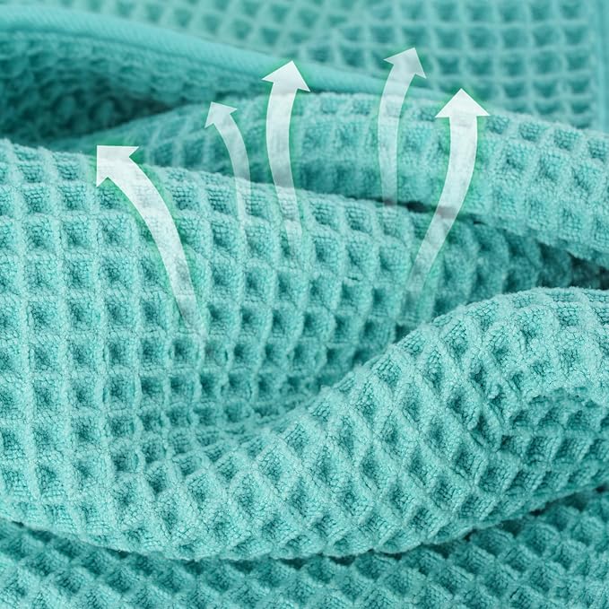 MICROFI Microfiber Waffle Bath Towels, 4 Pieces, Soft, Absorbent, Fast Drying, Lint Free 430 GSM (27''x55''/68.58 cm x139.7 cm) - Image 2