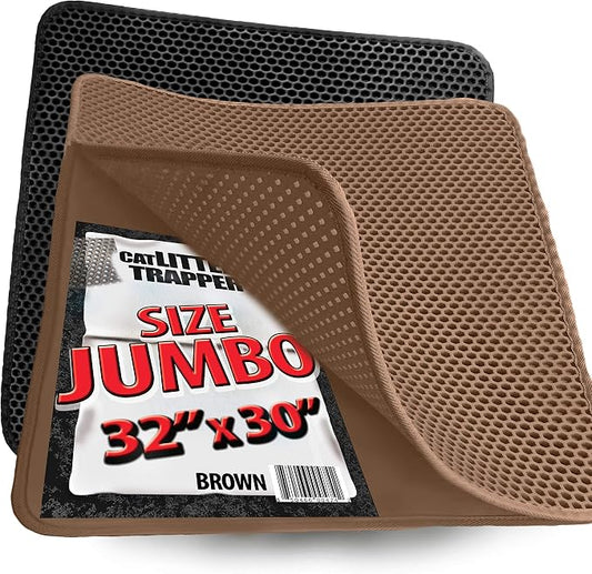 iPrimioJUMBO SIZE Cat Litter Trapper - EZ Clean (Brown/Tan) - 32 inches by 30 inches/Super BIG. Exclusive Water Proof Layer and Puppy Pad Option. Patent Pending. by iPrimio