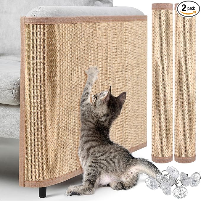 Newwiee 2 Pcs Cat Scratch Furniture Protector Mat Sofa Couch Protector for Cats Pet Scratching Pads for Couch, Sofa, Chair, Easy Installation(23.6 x 35.4 Inch) by Newwiee