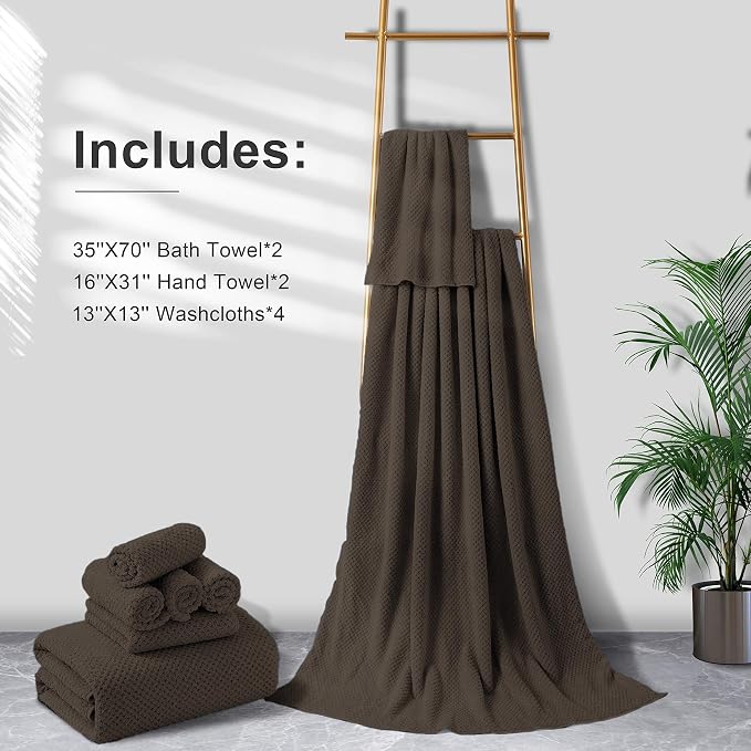 Smuge Extra Large Bath Towel Sheet Set 35x70 Inches - Oversized Bath Towels Set,Large Microfiber - Quick Dry,Lightweight,Super Soft,Highly Absorbent Towel Set for Bathroom,Pack of 4(Seal Brown) - Image 5