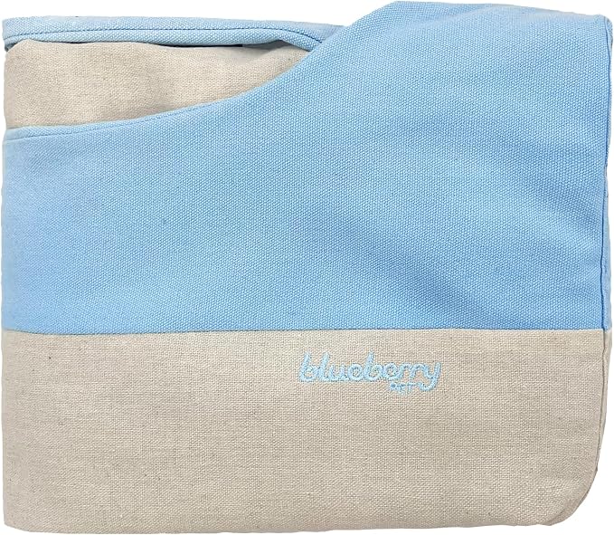 Blueberry Pet Fully Removable Washable Dog Bed Cover Only, Heavy Duty Replacement Cover w/Durable YKK Zippers, for Cats & Dogs Bed 25" x 21" x 10", Baby Blue & Beige Color-Block by BlueberryPet