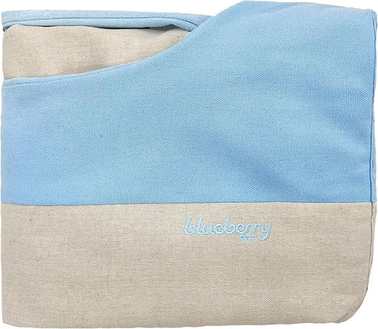 Blueberry Pet Fully Removable Washable Dog Bed Cover Only, Heavy Duty Replacement Cover w/Durable YKK Zippers, for Cats & Dogs Bed 25" x 21" x 10", Baby Blue & Beige Color-Block by BlueberryPet