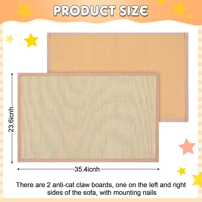 Newwiee 2 Pcs Cat Scratch Furniture Protector Mat Sofa Couch Protector for Cats Pet Scratching Pads for Couch, Sofa, Chair, Easy Installation(23.6 x 35.4 Inch) - Image 2