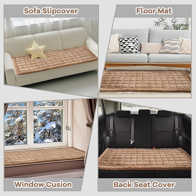 Dog Couch Cover Protector, Non Slip Dog Mat Coffee-54 | Non-Slip Washable Dog Couch Protector Blanket, Thick Soft Mat Shields Sofa from Stains & Scratches, Furniture Cover for Dogs - Image 6
