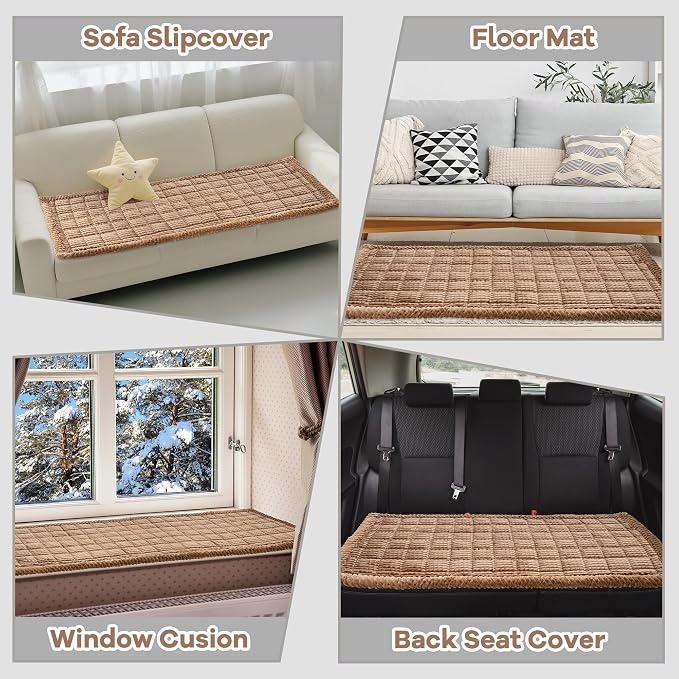 Dog Couch Cover Protector, Non Slip Dog Mat Coffee-70 | Non-Slip Washable Dog Couch Protector Blanket, Thick Soft Mat Shields Sofa from Stains & Scratches, Furniture Cover for Dogs - Image 6