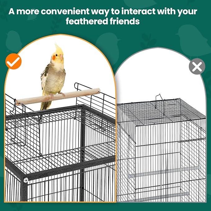 Yaheetech 35 inch Wrought Iron Bird Cage w/Play Open Top and Rolling Stand for Small Birds Like Parrots Conure Lovebird Cockatiel Lovebirds Budgies - Image 4