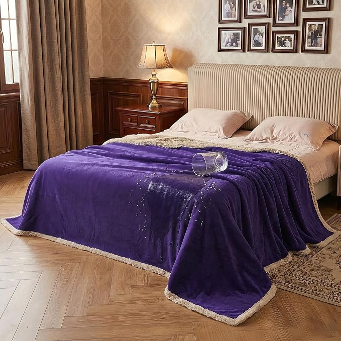 Catalonia Waterproof Blanket for Bed, Reversible Leakproof Throw | 80 x 90 Inch, Purple, Washable Protector Cover for Couch and Sofa, Stain Proof Blanket for Pets, Kids and Everyday Spills by Catalonia