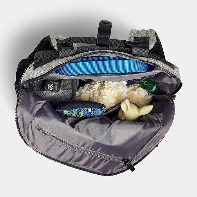Cleverpup Porter 2-in-1 Dog Gear Backpack – Premium Dog Travel Bag with 10 Pockets, Zip-Off Treat Pouch, Leash Clip, Waterproof Pockets & Water Bottle Holder – Weekend, Hiking, Camping, Graphite - Image 4