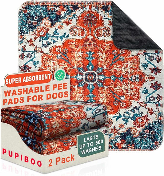 PUPIBOO Washable Pee Pads for Dogs and Cats - Super Absorbent Reusable Puppy Training Pads - 100% Waterproof, Leak-Proof & Non-Slip Whelping Pads for Pet Housebreaking by PUPIBOO