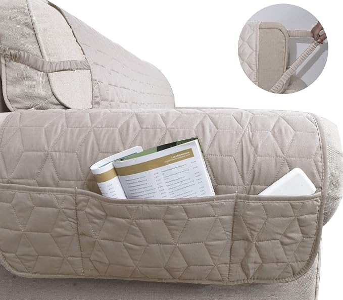 Ameritex Waterproof Nonslip Recliner Cover Christmas Decor Stay in Place, Dog Couch Recliner Cover Furniture Protector for Pets and Kids (Beige, 30'') - Image 4