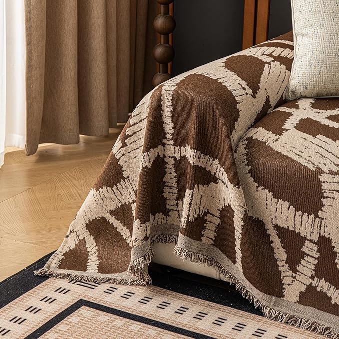 ROOMLIFE Couch Cover 3 Cushion Sofa, Washable Non Slip Furniture Sofa Protector Cover, Soft Chenille Sofa Slipcovers Sectional L Shape Dogs Couch Cover Throw Blanket with Tassels 71''X118'' - Image 3