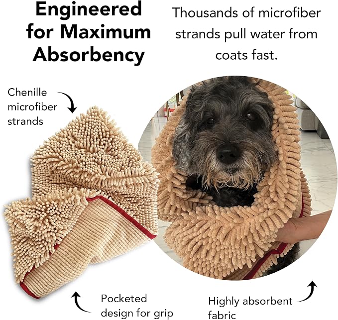 PRIDE AND GROOM The Towel – Thick, Soft, Super Absorbent Microfiber Towel for Dogs & Pets that is Quick Drying, Holds 7 Times its Weight in Water and Has Dual Pockets for Your Hands - Image 5
