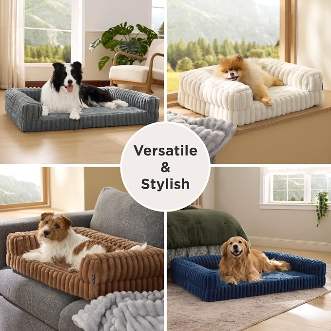 Bedsure ComfyFleece™ Orthopedic Dog Bed for Small Dogs, Waterproof Memory Foam Small Pet Beds with Sides, Non-Slip Bottom and Egg-Crate Foam Medium Dog Couch Sofa with Washable Corduroy Cover, Blue - Image 8