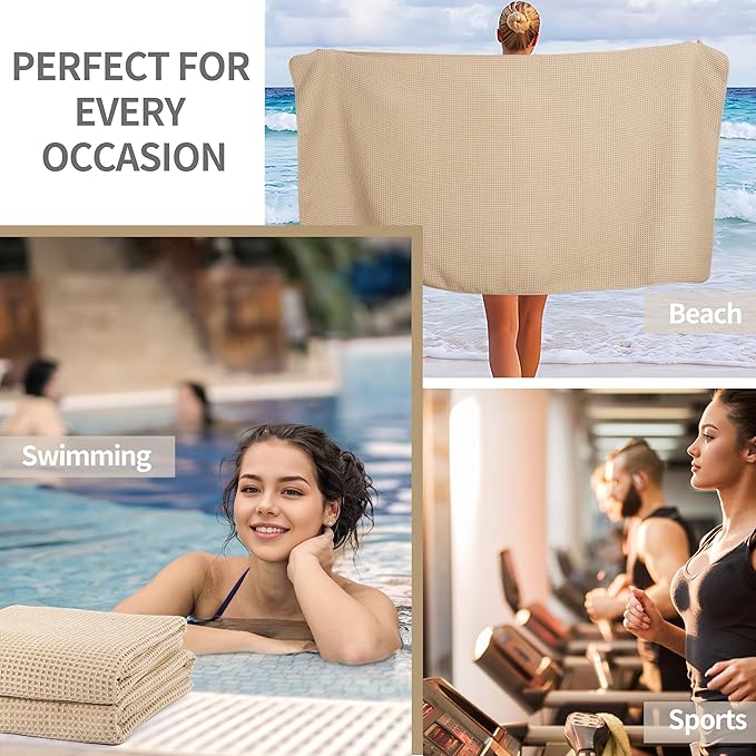 Microfiber Waffle Bath Towels, 4 Pieces, Soft, Absorbent, Fast Drying, Lint Free 430 GSM (27''x55''/68.58 cm x139.7 cm) - Image 7