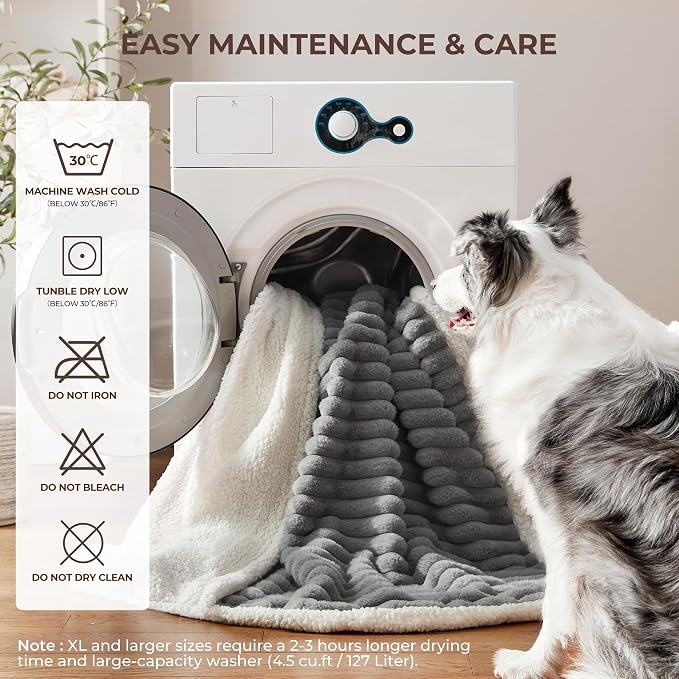Waterproof Dog Blanket for Extra Large Dogs, Soft Corduroy Fleece Pet Blanket Washable, Dual-Sided Cat Blankets for Furniture Protection, Cozy Calming Couch Blanket, 60"x80", Grey - Image 5