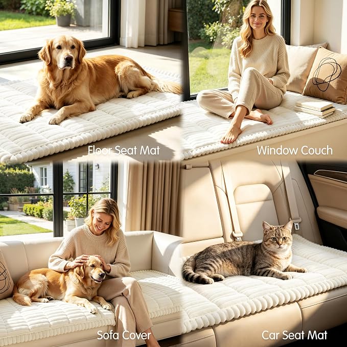 SUBRTEX Couch Cover for Dogs, Non-Slip Sofa Mat Washable, Thick Sofa Slipcover Cushion Protector Pet-Friendly (Ivory, 27.6"x59.1") - Image 7