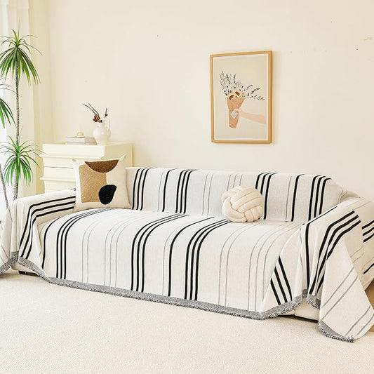 VANJOROY Couch Sofa Cover for 3 Cushion Sectional Sofa L-Shape -Washable Chenille Couch Cover for Dogs Pets, Boho Couch Cover Protector Soft Sofa Slipcovers with Tassel,71"x 134" by CHOOSEVANJOROYENJOYAMORECOMFORTABLEFEELING