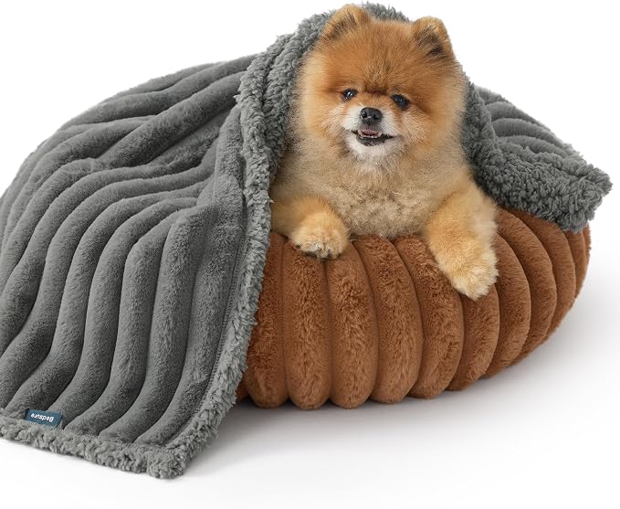 Bedsure ComfyFleece™ Waterproof Dog Blankets for Small Dogs,25x35 | Soft Plush Puppy Cat Blanket, Washable Corduroy Fleece,Cozy Calming Reversible Furniture Protector Indoor for Pet, Warm Grey - Image 8