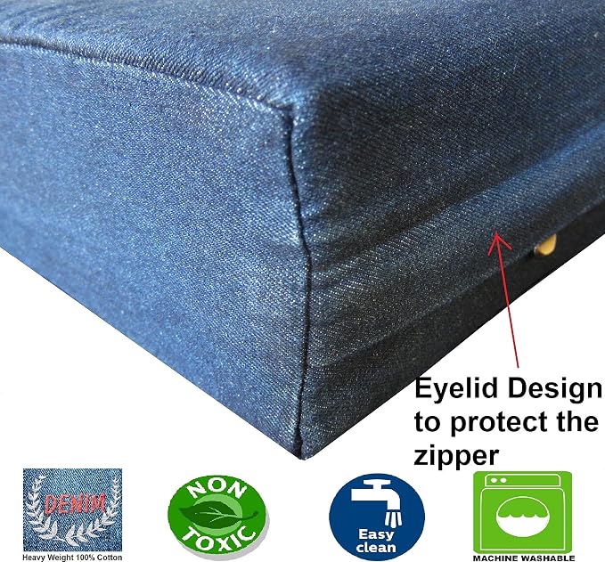 Dogbed4less Memory Foam Dog Bed for Large Dogs, Orthopedic Ultra Plush Mattress, Thick Waterproof Lining and Durable Blue Denim Cover, XXL - Image 3