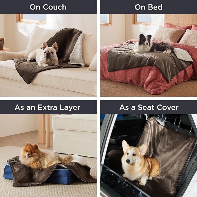 Bedsure Waterproof Blanket for Bed Soft Sherpa Fleece Throw,Twin 80"x60" | Plush Cozy Calming Reversible Dog Blankets for Large Senior Dogs,Warm Bed Couch Cover,Pet Furniture Protector,Brown - Image 5
