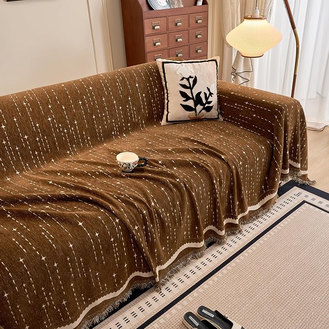 ROOMLIFE Couch Cover Boho Sofa Covers for 3 Cushion Couch Washable, Furniture Protector Sofa Couch Cover for Dogs, Soft Breathable Sofa Slipcover, Couch Throw Blankets with Tassels 71''X118'' - Image 8