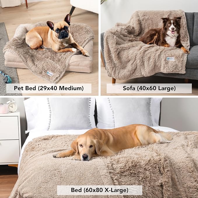PetAmi Waterproof Dog Blanket for Couch, Bed & Furniture,Reversible Sherpa & Faux Fur Pet Blanket, Leakproof Blanket for Puppy Cat, Washable Soft Calming Pet Couch Protector (29x40, Taupe) - Image 4