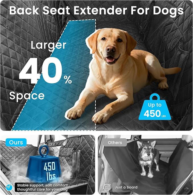 Hard Bottom Dog Car Seat Cover for Back Seat with Door Protector | 100% Waterproof, Tear-Resistant & Non-Slip, Back Seat Cover for Small Mid Cars, SUVs & Trucks, Holds 450Lbs, Easy to Clean - Image 5