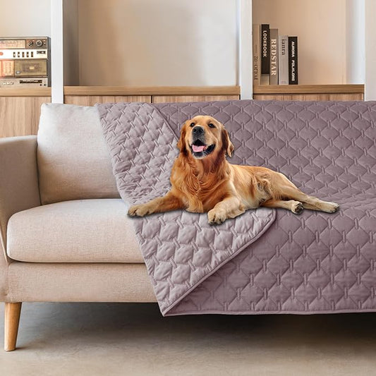 gogobunny 100% Double Sided Waterproof Dog Blanket Soft Pet Bed Cover Reversible Protect Furniture Couch Sofa Car for Puppy Large Dog Cat (Dark Sea Fog/Light Sea Fog, 68x82 Inch (Pack of 1)) by gogobunny