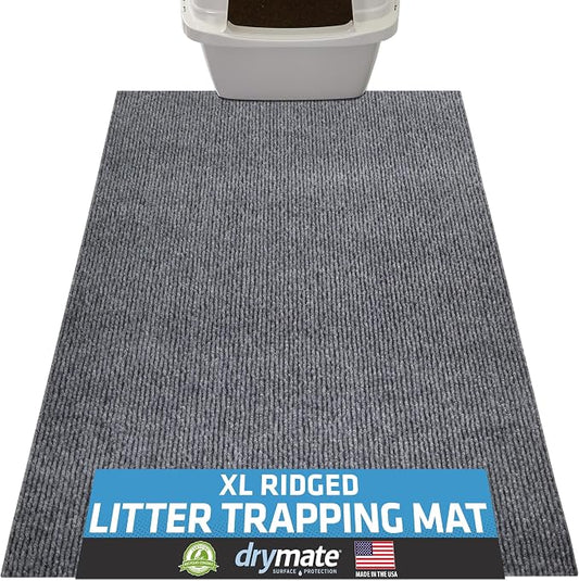 Drymate Cat Litter Box Mat, Litter Trapping Mat, Grey, 28x36 XL | Waterproof, Urine-Proof, Absorbent, Machine Washable, Soft on Paws, Contains Mess, Protects Floors, Kitten Supplies, USA Made by Drymate