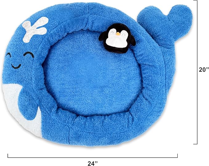 TONBO Soft Plush Small Cute and Cozy Nature Dog Cat Bed, Washer and Dryer Friendly (Whale) - Image 3