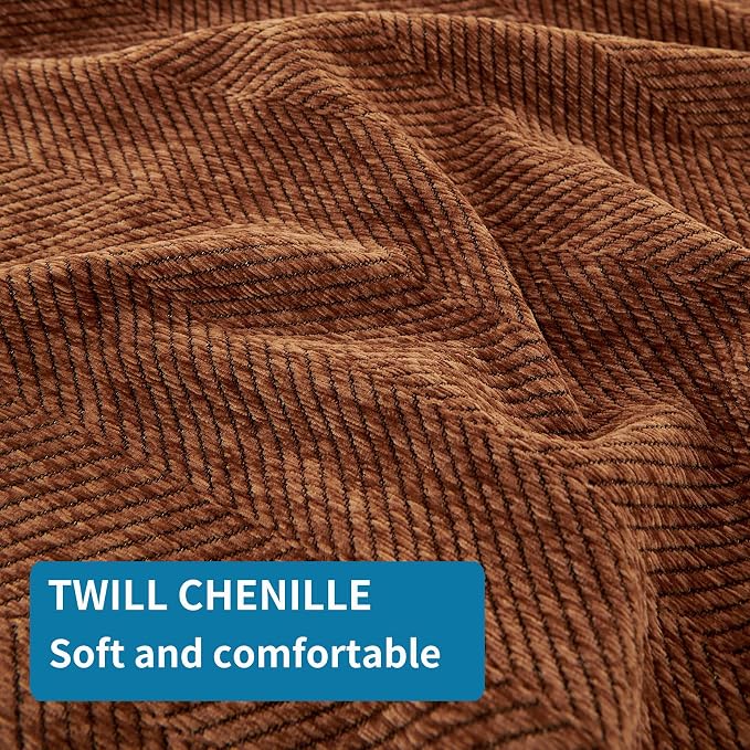 HAOMAIJIA Chenille Couch Cover Sofa Covers for 3 Cushion Couch Washable sectional Couch Covers for Dogs pet Furniture Protector Couch Cover Blanket for Living Room (Brown, 91"x150") - Image 7